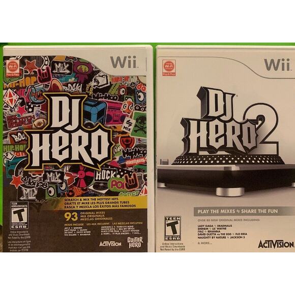 DJ Hero & DJ Hero 2 -Nintendo Wii Both Complete with Manuals Lady Gaga Rihanna - Picture 1 of 2